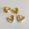 Hoop & Huggie Lifefontier Trendy Pearl Resin Earrings For Women Gold Color Metal Geometric Irregular Transparent Acrylic Jewelry