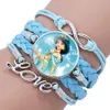 15714 Europe Fashion Kids Children Jewelry Cartoon Faux Leather Bracelet Handmade Girls Princess Bracelets