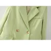 Manteau à manches courtes et longues pour femmes Petit maillot de blazer de blazer à double boutonnage de couleur solide de couleur féminine 210507