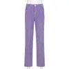 紫色のCorduroy Y2Kのスウェットパンツのためのワイドレッグパンツ女性のためのハイウエストファッションフォールビンテージ90年の長いストレートズボン女性210415