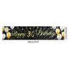 Svartguld Happy Birthday Banner Balloon Flag vuxen 30: e 40: e 60: e parti dekorationsförsörjning bunting årsdag