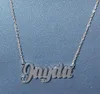 18K Gold Plated Customized Fashion Stainless Steel Nameplate Pendant Personalized Letter Silver Choker Necklace Men Women Gift