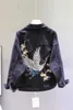 Wiosna luźna kurtka dżinsowa przystojny chłopak wiatr ciężki haft mały żuraw modny czarny płaszcz damski 211014