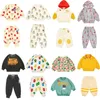 Barnkläder set småbarn pojkar höst spädbarn casual kläder set koreanska märke baby flickor outfit glass tröja byxor 211021