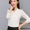 Primavera Outono o novo coreano casual chiffon blusa camisa rosa escritório branco mulheres camisa chiffon mulheres tops 210419