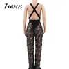 Fanieces Fashion Backless Jumpsuit Rompers Sequin Tassel Sexig Nattklubb Wear Bodysuit Bandage Slim Playsuit Women Macacao 210520