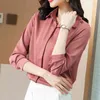 Spring Silk Shirt Women Turn Down Collar Loose Office Lady Long Sleeve Satin Blouse Clothes Plus Size Tops 12793 210417