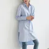 Women Autumn Solid Blouse Shirts Casual Loose Fashionable Office Lady Wild Thin Split Long Tops 210520