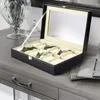 Watch Boxes & Cases PU Leather Box Case Organizer Display With Soft Pillows For Men Women Jewelry Gift Hele22