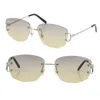 Großhandel Verkauf Schutz Randlose Sonnenbrille Mode Männer Frau Große Quadratische im freien fahren brille metall 18K Gold brillen Rahmen frauen qualität UV400 Objektiv