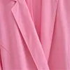 Zaピンクの夏のブレザードレス女性半袖二重抽選エレガントなオフィスレディードレスサイドポケット女性ミニドレス210602