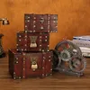 Lagringslådor BINS Big Vintage Metal Wood Box med Lock Suitcase Jewelry For Gift Craft Organizer Desket Decorations Packaging6125079