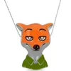 Fit Original Pandora Charm Bransoletka 925 Sterling Silver Mr. Fox z cyrkonem Oczy Pomarańczowy Emalia Zielona Koszulka Koralik do Robienia Kobiet Berloque