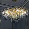 Ljuskronor Nordic Luxury Gold Living Room Glänsande K9 Crystal Chandelier Fixture 60 / 80cm LED Belysningsinredning för sovrumsduksaffär