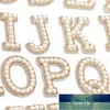 Patches de ferramentas de artesanato na roupa branca pérola ouro sparkle letra alfabeto bordado adesivos