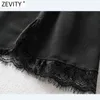 Women Vintage Pleats Stand Collar Hem Lace Stitching Black Mini Dress Office Chic Female Back Zipper Vestido DS4980 210416
