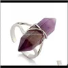 Solitaire Groothandel Zeshoekige Prisma Ringen Gemstone Rock Natural Crystal Quartz Healing Point Chakra Stone Charms Opening Ring voor Wome Varvt