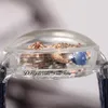 Astronomia Tourbillon 18K Rose Gold Dragon Swiss Quartz Herenhorloge Pave Piece Unieke Volledige Transparante Glas 3D Graveren Blauw Lederen Super Edition Puretime D4