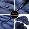 Men Winter Warm USB Heating Fleece Jackets Parkas Smart Thermostat Detachable Hooded Heated Waterproof Jacket Clothing 211104