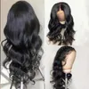 Body wave human hair wigs with curtain bang soft wet wavy 360 frontal wig hd lace front wig perruque 150%density for black women