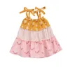 6m-5y criança criança criança meninas flor vestido de verão Bohemian Bow Ruffles vestidos para trajes de férias 210515