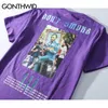 Gonthwid engraçado Fumar Van Gogh Camisetas Streetwear Harajuku Estilo Mens Hip Hop Street Tshirts 2020 Verão Moda Masculino Tops Tee Y0322