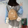 Mjuk stil liten tjej mini ryggsäck för kvinnor koreanska mode tecknad plysch ryggsäck resa ryggsäck skolväska tote tennage y1105