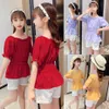 Girls Clothes Solid Tshirt + Short Teenage Clothing Summer Set Casual Style Kid 210528