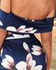 الصيف المرأة قبالة الكتف أعلى السراويل مجموعة فام عارضة الأزهار طباعة أكمام قميص الدانتيل السراويل اثنين من قطعة الصيف الشاطئ الدعاوى 210415
