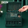 XINSOM Jewelry Box Organizer Casket High Capacity Necklace Earrings Rings Bracelets Jewelry Packaging Display Box Christmas Gift 211014