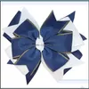 Hår Aessories Baby, Kids Maternity 2021 2st / 4.5Ink guldkant Grosgrain Ribbon Bows Layered Clips Classic Girl School Drop Delivery TQ1