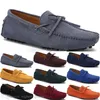 213 Neue Mode Herren Freizeitschuhe Leder Britischer Stil Frühling Paar Echte Erbsen Peeling Männer Fahren Fauler Mann Überschuhe Outdoor Bequem Atmungsaktiv Schwarz Gelb