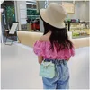 sweet girls princess handbags kids pearl hand carry silicone jelly bags children candy colors fashion chain one shoulder crossbody bag F404