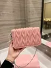 Cross Body Bags Women Wallet Fashion Purse High Qulity Handbag Gold Chain With Crystal Pleated Leather Small And Light Clutch 1021