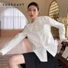 Spring Bow Neck White T Shirts för Kvinnor Långärmad Capes Designer Dam Toppar och blusar Koreanska Mode Kläder 210427