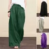 Women Spring Summer Solid Cotton Linen Wide Leg Pants Casual High Waist Palazzo Loose Pocket Trouser Long Pantalon Plus Size 5XL 210526