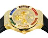 Missfox Life Wodoodporny kwarc CWP Męskie zegarki Square kolorowy diamentowy rafinowany silikonowy pasek z cyrkonem