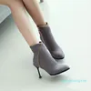 Boots Oversized -1 Women Shoes Ankle For Ladies Side Zipper Metal Trim