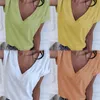 Kvinnors Patchwork Cold Shoulder T-shirt 5XL Plus Storlek Toppar V-nacke Half Sleeve Kvinna Tee Sommar Sommar Casual T Shirt För Kvinnor 210628