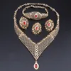 Mode Afrikanischen Schmuck Sets Frauen Kostüm Nigerianischen Hochzeit Blau/Rot Halskette Ohrringe Set Dubai Gold farbe Schmuck