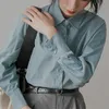Arrivo a maniche lunghe Taglie forti Donna Solido Minimalista Vintage Camicie da tutto fiammifero Camicette alla moda larghe 210421