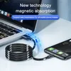 Magnetiska rep Fast Laddkablar Sync Cord 4a USB-kabeldata Linje Mikrotyp-C laddare till iPhone Samsung Xiaomi Huawei