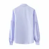 Woman Shirts Light Blue Striped Long Sleeve Blouses Tops Female Clothes 210421