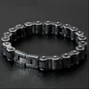 11 / 13mm pesado tênis vintage escova preta motociclista pulseiras jóias punk homens mulheres de aço inoxidável moto moto bicicleta bracelete 17-25cm