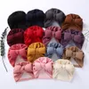 Faux Cashmere Baby Hat Cap Head Outono Inverno Turbante Auscultadores para meninos recém-nascidos Meninas Grandes Beanies Bow Acessórios