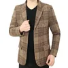 Men Blazers Suit Coats Male Business Casual Plaid Coat Brand Clothing244b