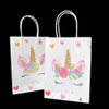 Unicorn Party Supplies 12pcs/set Unicorn Gift Bags Kraft Paper Bags with Handle Cartoon Unicorn Birthday Party Decorations Kids 210724