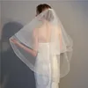 Bridal Veils Wedding Veil Short FaceCovered Two Layers Simple Ribbon Edge Bride Horse Hair Ivory White Champagne2752444