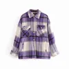 vintage green lattice shirt jackets womens loose plaid coat winter plus size jackets casual women jacket 211109