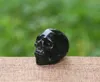 Preto Obsidian Quartz Skull Specimen Cura Reiki Rock Hand Figurine Esculpida